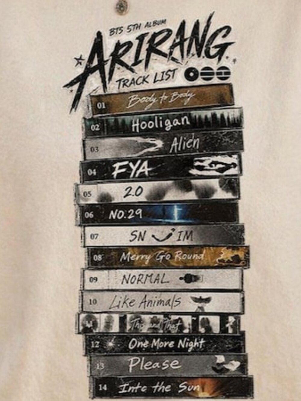 Arirang World Tour Tracklist Shirt, Kpop Concert Graphic Tee - Picture 2 of 4